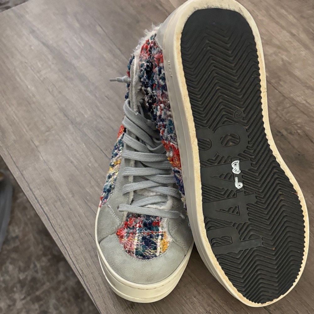 P448 Women's Light Gray Tweed-Accent High-Top Sneakers - Picture 5 of 6